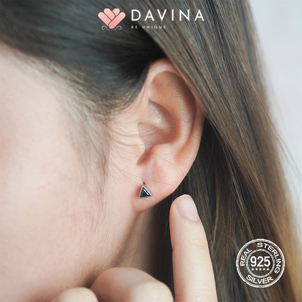 DAVINA Ladies Blackey Earrings Silver Color S925