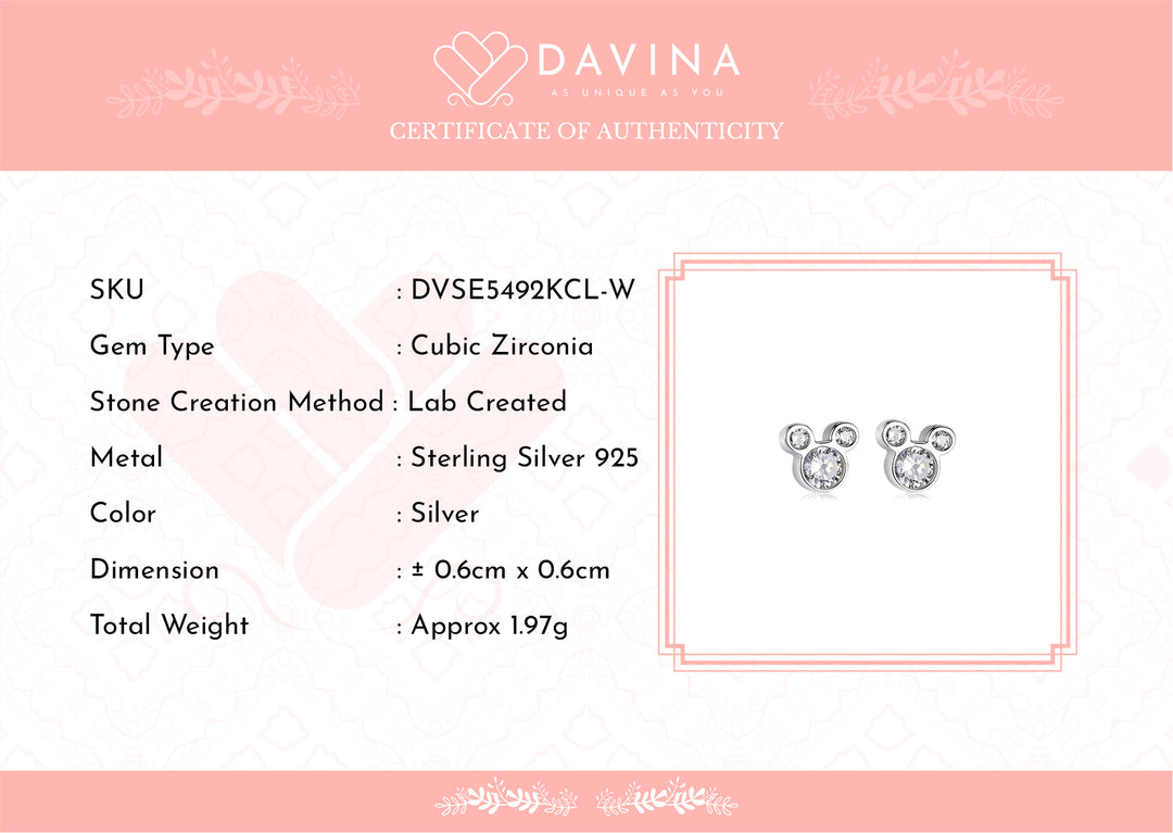 DAVINA Ladies Mickey Earrings Sterling Silver 925