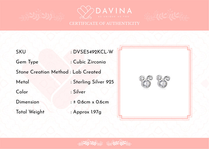 DAVINA Ladies Mickey Earrings Sterling Silver 925
