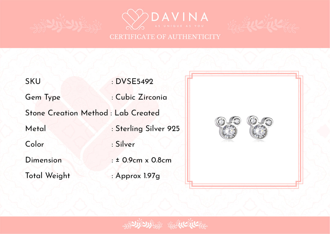 DAVINA Ladies Mickey Earrings Sterling Silver 925