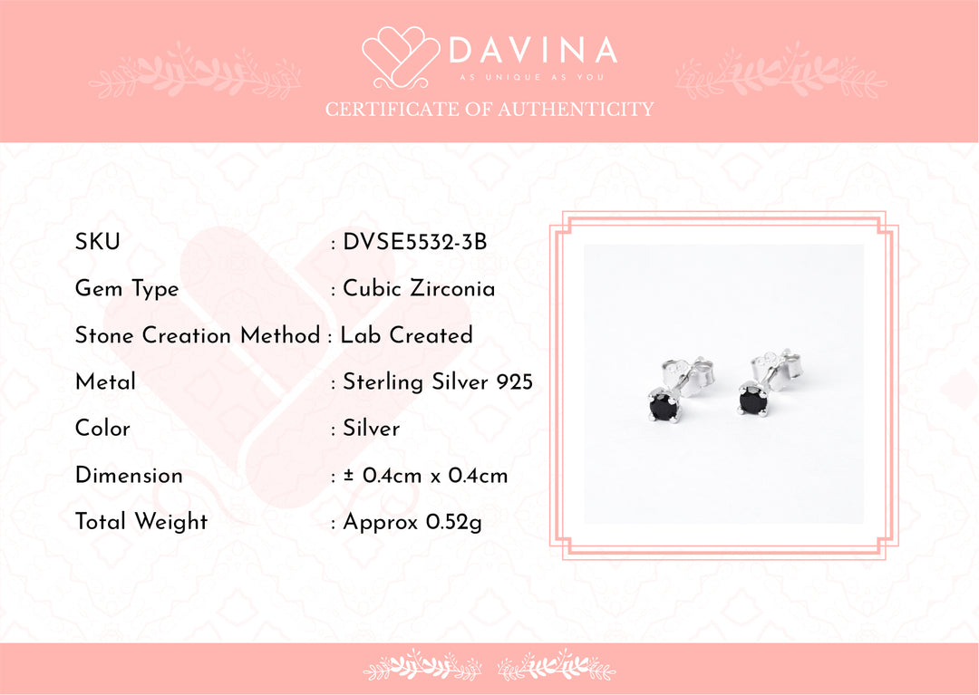 DAVINA Ladies Alana Black Earrings Sterling Silver 925