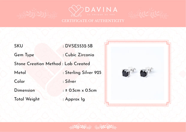 DAVINA Ladies Alana Black Earrings Sterling Silver 925