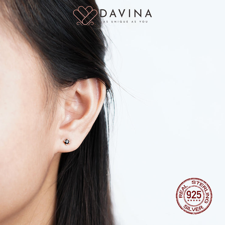 DAVINA Ladies Alana Black Earrings Silver Color S925
