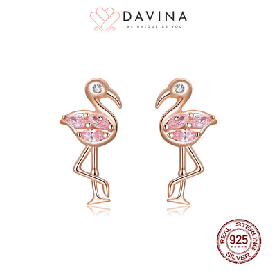 DAVINA Ladies Flamingo Earrings Rose Gold Color S925