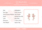 DAVINA Ladies Flamingo Earrings Rose Gold Color Sterling Silver 925