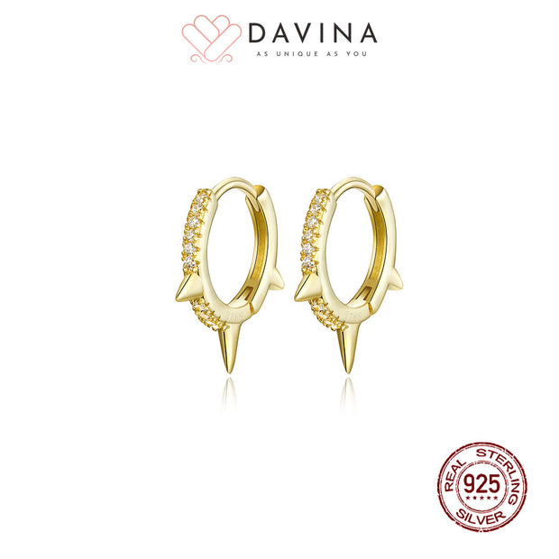 DAVINA Ladies Lilian Earrings Gold Color Sterling Silver 925