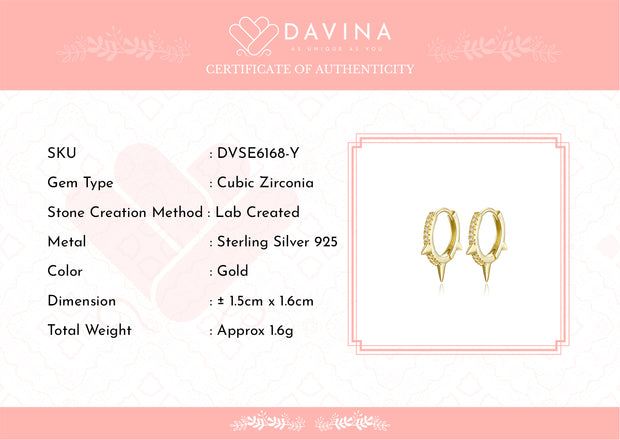 DAVINA Ladies Lilian Earrings Gold Color Sterling Silver 925