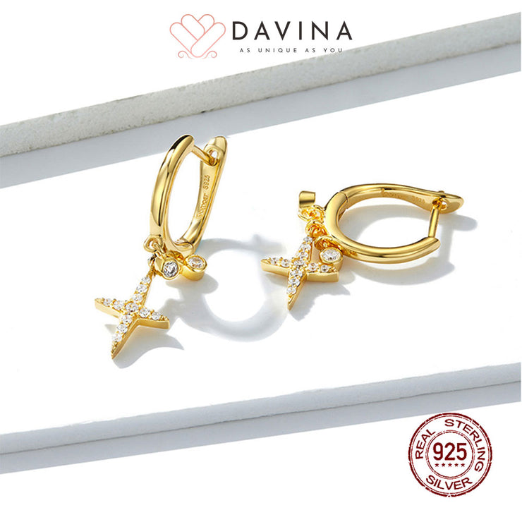 DAVINA Ladies Emerson Earrings Gold Color S925