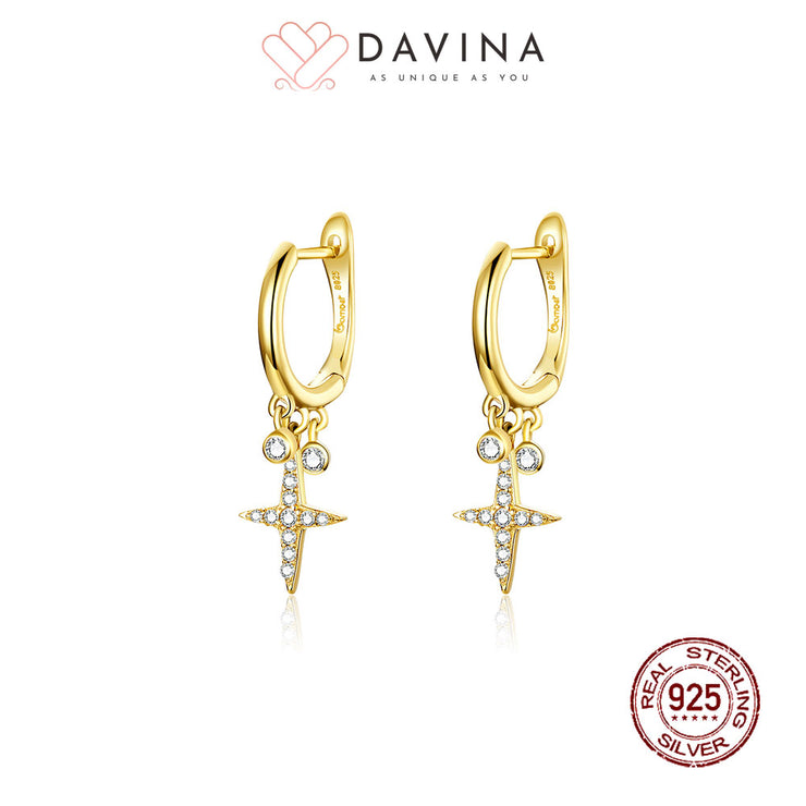 DAVINA Ladies Emerson Earrings Gold Color Sterling Silver 925