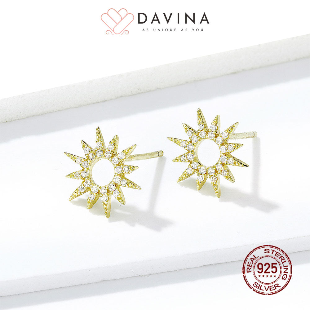 DAVINA Ladies Violet Earrings Gold Color Sterling Silver 925