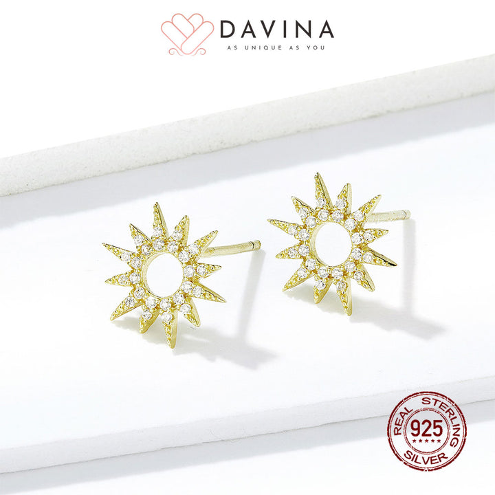 DAVINA Ladies Violet Earrings Gold Color Sterling Silver 925