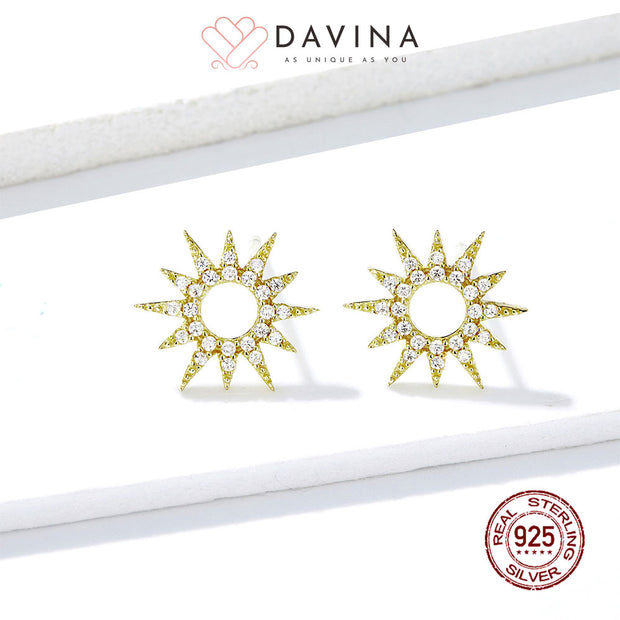 DAVINA Ladies Violet Earrings Gold Color Sterling Silver 925