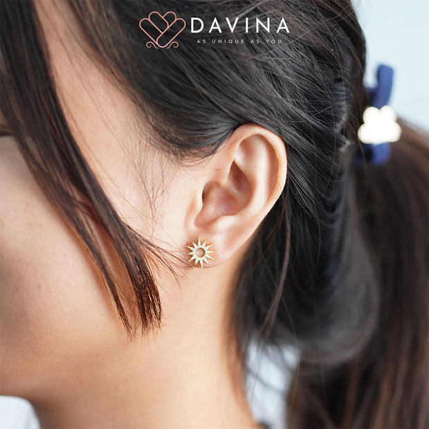 DAVINA Ladies Violet Earrings Gold Color S925