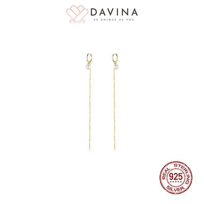 DAVINA Ladies Alexandra Earrings Gold Color Sterling Silver 925