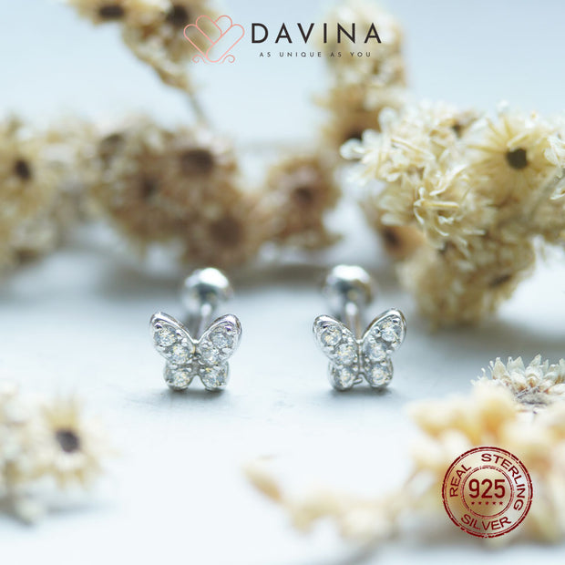 DAVINA Ladies Papillon Earrings Silver Color S925