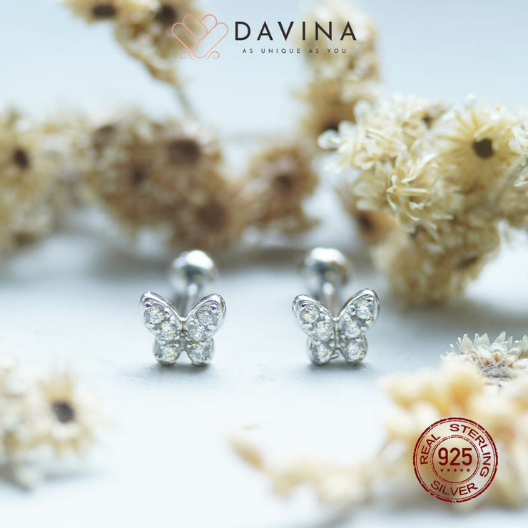 DAVINA Ladies Papillon Earrings Sterling Silver 925