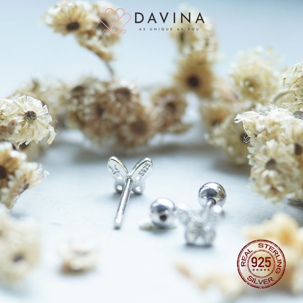 DAVINA Ladies Papillon Earrings Sterling Silver 925