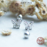 DAVINA Ladies Papillon Earrings Silver Color S925