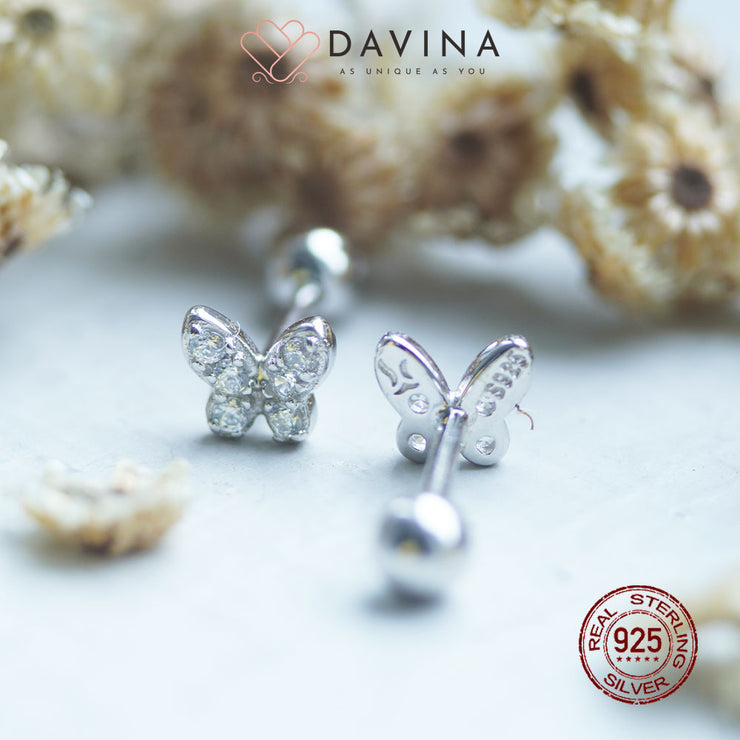 DAVINA Ladies Papillon Earrings Sterling Silver 925