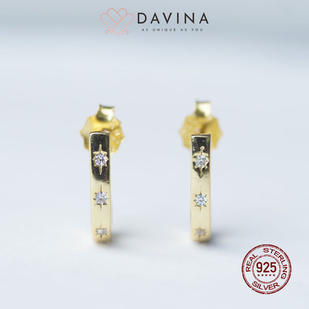 DAVINA Ladies Hikaru Earrings Gold Color Sterling Silver 925