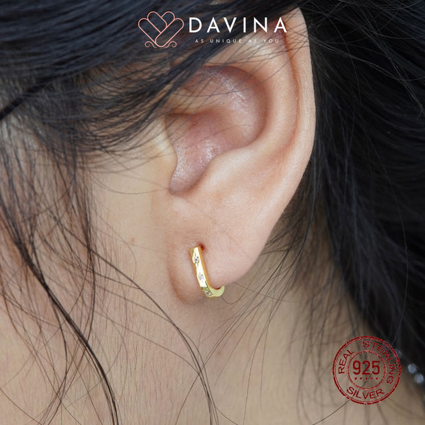 DAVINA Ladies Hikaru Earrings Gold Color Sterling Silver 925