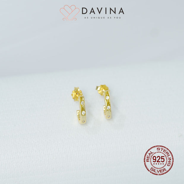 DAVINA Ladies Hikaru Earrings Gold Color Sterling Silver 925