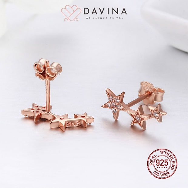 DAVINA Ladies Stars Earrings Rose Gold Color S925