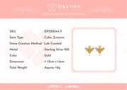 DAVINA Ladies Bee Earrings Gold Color Sterling Silver 925