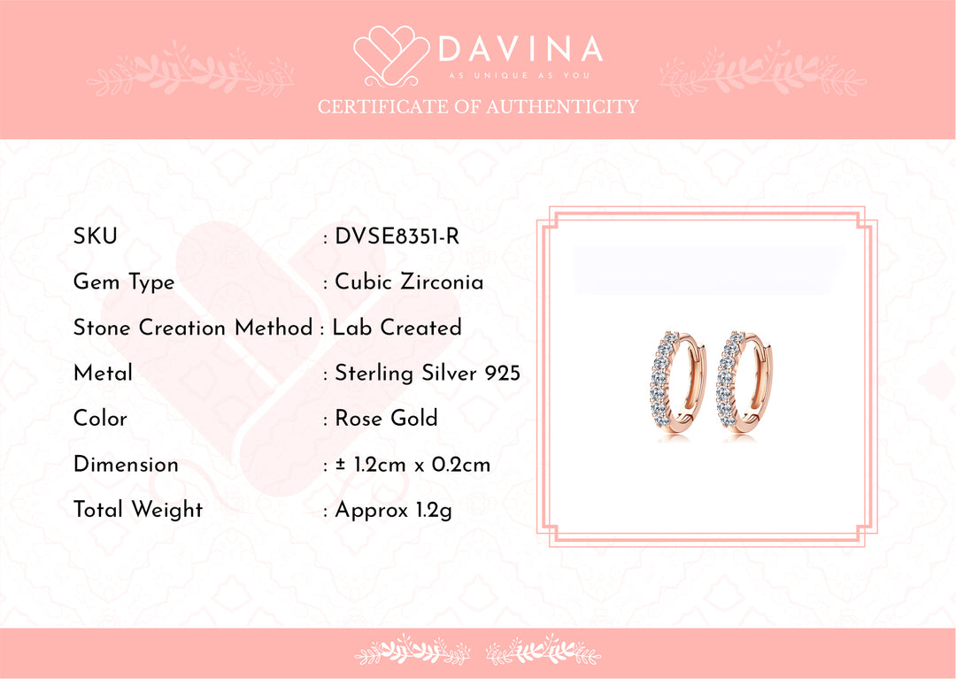 DAVINA Ladies Aurora Earrings Rose Gold Color Sterling Silver 925