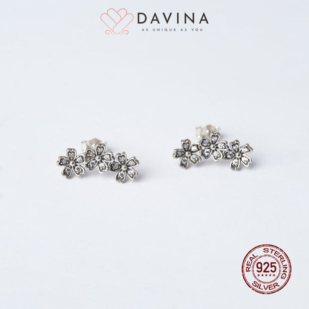 DAVINA Ladies Anemone Earrings Silver Color S925