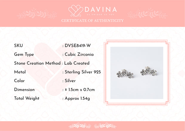 DAVINA Ladies Anemone Earrings Silver Color S925