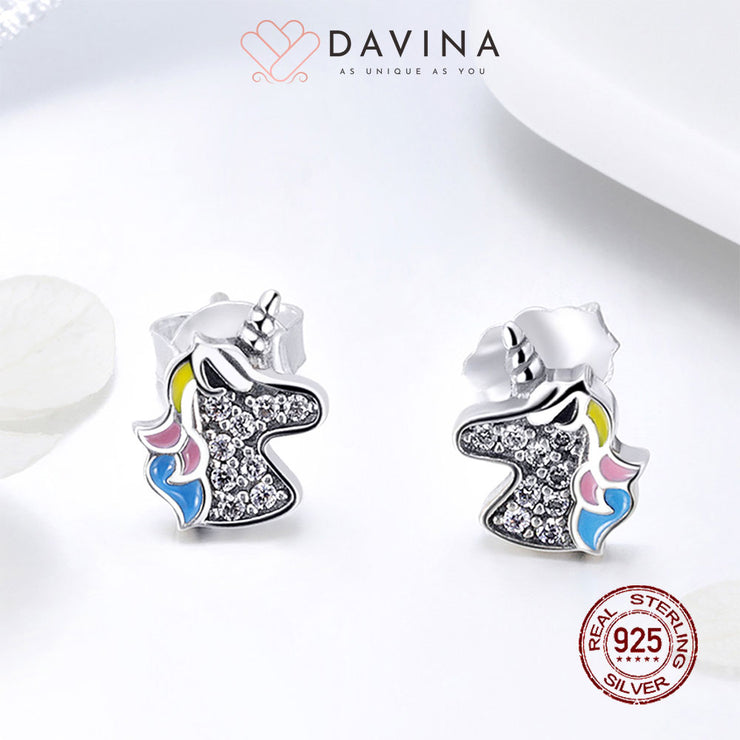 DAVINA Ladies Unicorn Earrings Sterling Silver 925