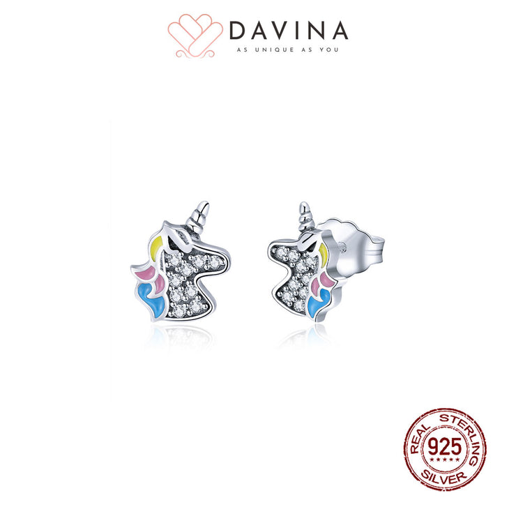 DAVINA Ladies Unicorn Earrings Sterling Silver 925