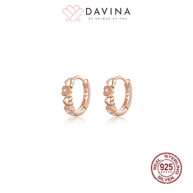 DAVINA Ladies Rachel Earrings Rose Gold Color S925