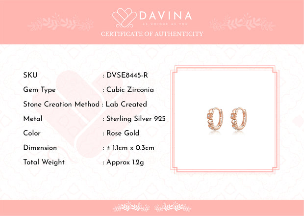 DAVINA Ladies Rachel Earrings Rose Gold Color S925
