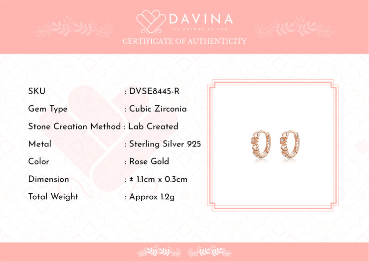 DAVINA Ladies Rachel Earrings Rose Gold Color Sterling Silver 925