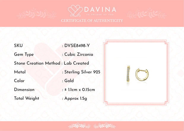 DAVINA Ladies Amoura Earrings Gold Color S925