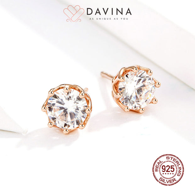 DAVINA Ladies Dakota Earrings Rose Gold Color Sterling Silver 925