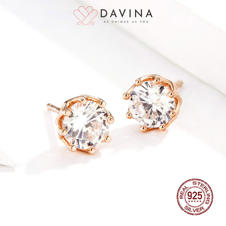 DAVINA Ladies Dakota Earrings Rose Gold Color Sterling Silver 925