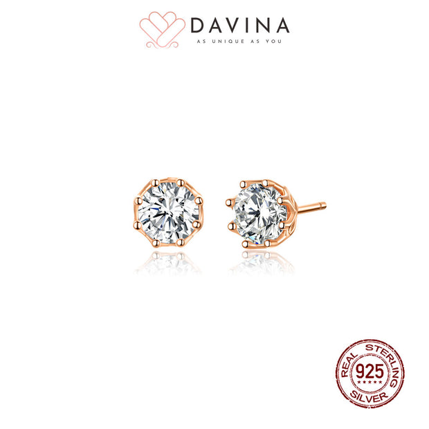 DAVINA Ladies Dakota Earrings Rose Gold Color Sterling Silver 925