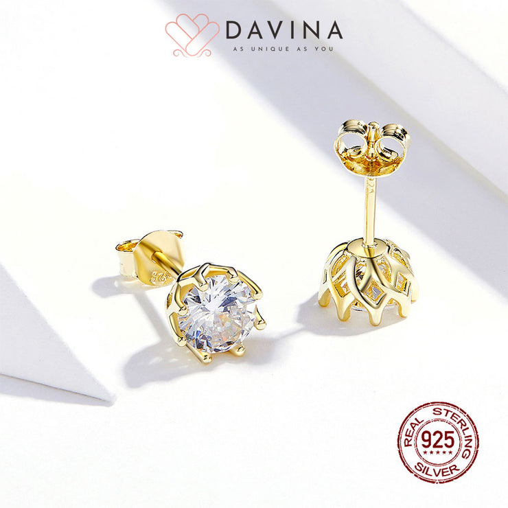 DAVINA Ladies Dakota Earrings Gold Color Sterling Silver 925