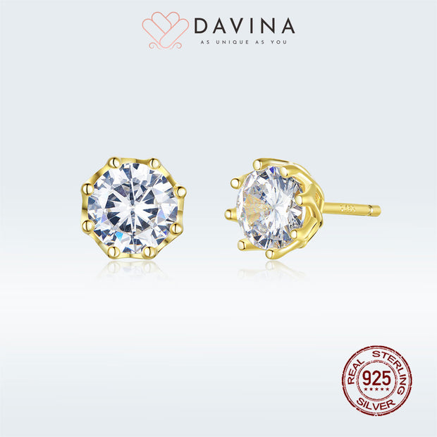 DAVINA Ladies Dakota Earrings Gold Color Sterling Silver 925