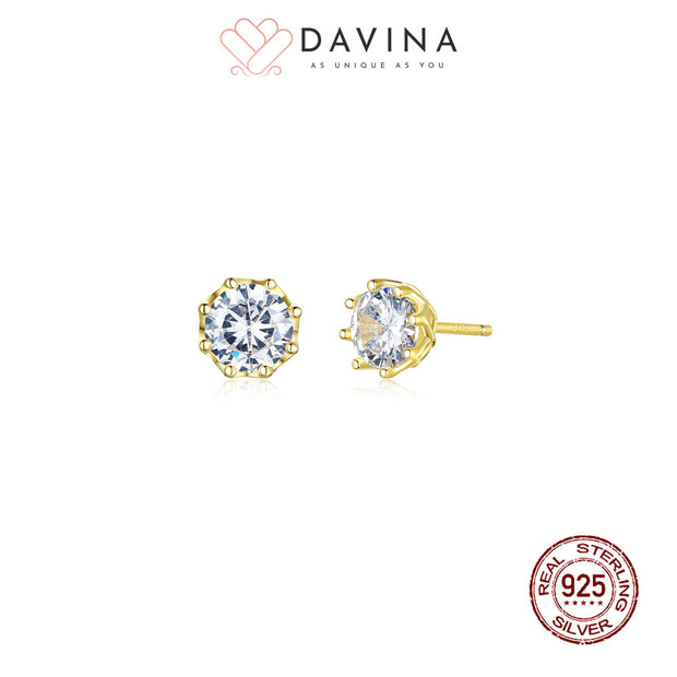 DAVINA Ladies Dakota Earrings Gold Color Sterling Silver 925