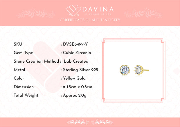 DAVINA Ladies Dakota Earrings Gold Color S925