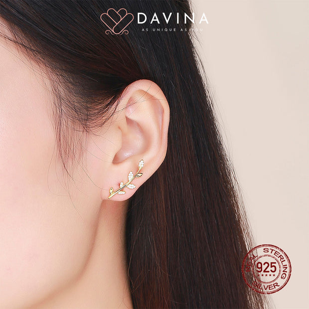 DAVINA Ladies Abey Earrings Gold Color Sterling Silver 925