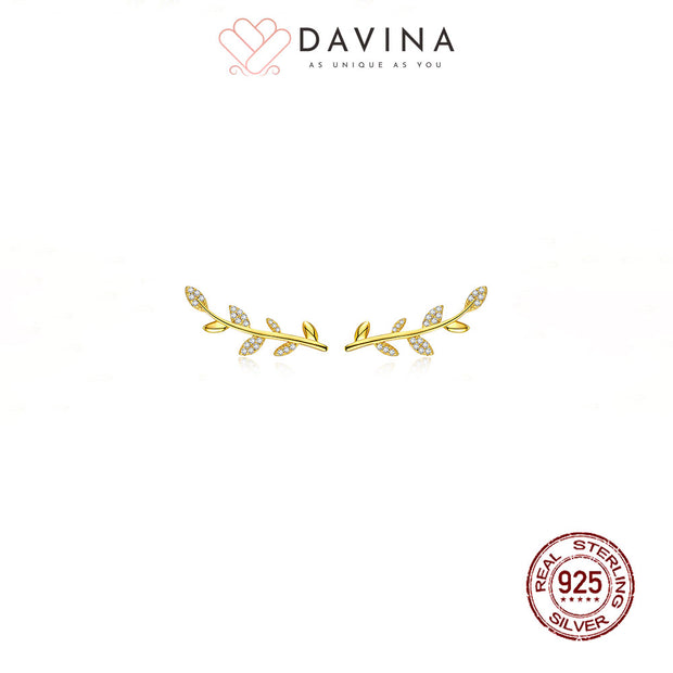 DAVINA Ladies Abey Earrings Gold Color Sterling Silver 925