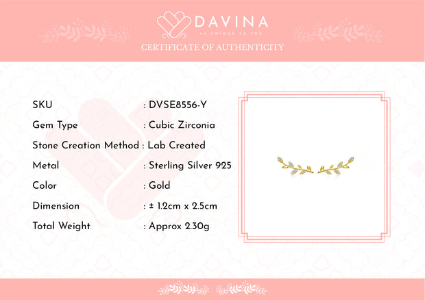 DAVINA Ladies Abey Earrings Gold Color Sterling Silver 925