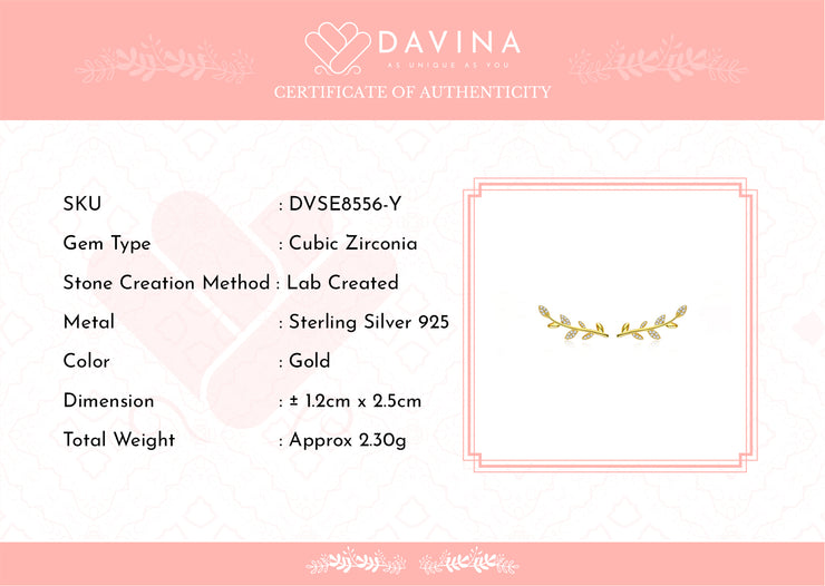 DAVINA Ladies Abey Earrings Gold Color S925