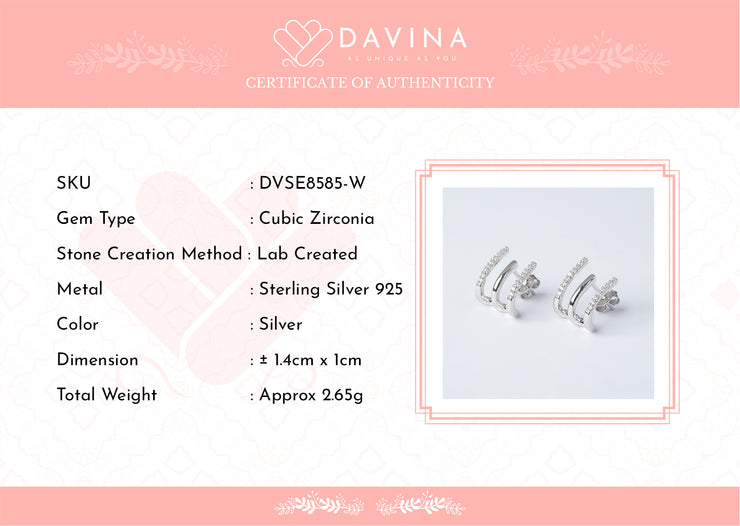 DAVINA Ladies Cherlie Earrings Sterling Silver 925