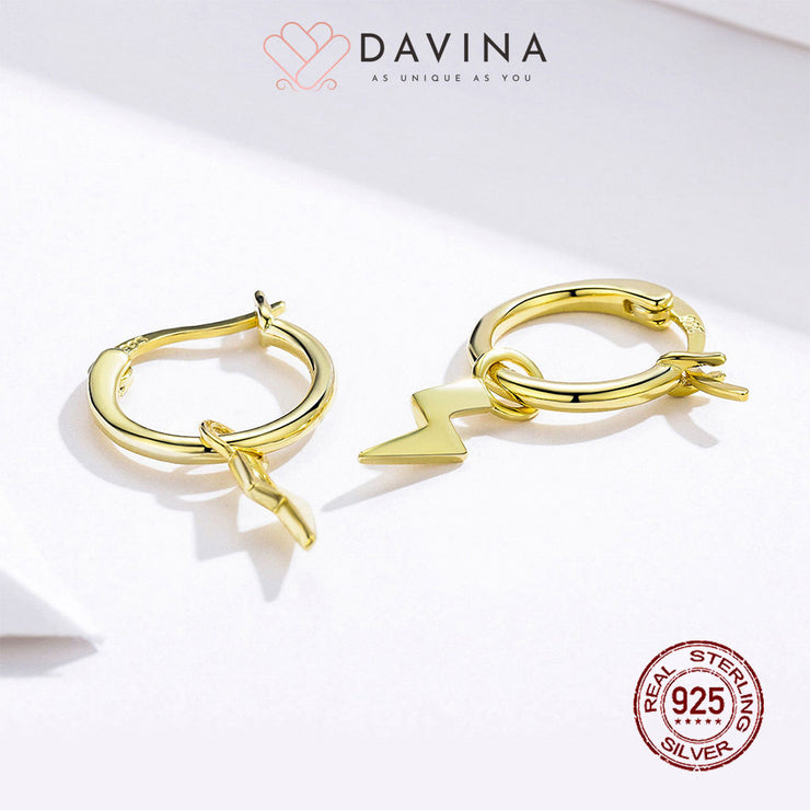 DAVINA Ladies Lata Earrings Gold Color Sterling Silver 925